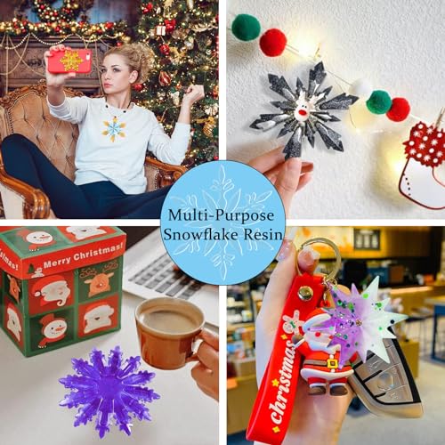 Christmas Resin Molds 8Pcs 3D Ice Crystal Snowflake Silicone Epoxy Resin Mold Soap Keychain Jewelry Casting Silicone Mold for Christmas Tree Home OMDBAGD