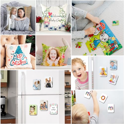 128 PCS Sublimation Blanks Products, Modacraft Christmas Ornaments Crafts Sublimation Starter Kit with Instruction Manual, Blank Makeup Bag Fridge Modacraft