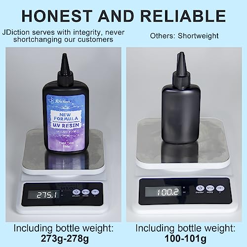 JDiction 500g UV Resin; New Formula Crystal Clear UV Resin Solar Cure Sunlight Activated Hard UV Resin Kit for Jewelry Making, Casting and Coating JDiction