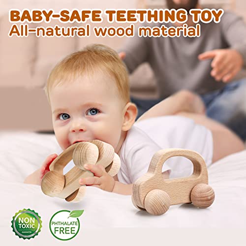 TOY Life Wooden Toys Cars, Montessori Toys for Babies 0-6-12 Months, Baby Rattle Toy Cars for Toddlers 1-3, Wooden Baby Toys for 1 + Year Old, Baby TOY Life