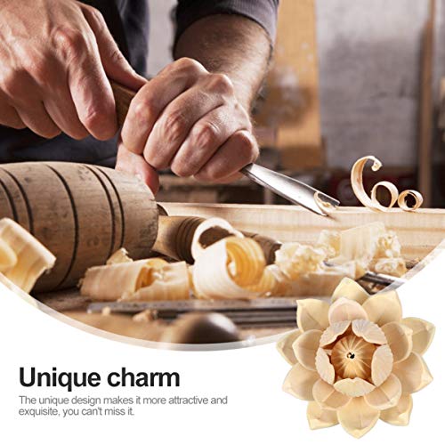 VOSAREA Wood Lotus Flower Figurine Ornament Unfinished Wooden Wall Sculpture Cake Topper Desktop Adornment for DIY Craft Indoor Home Tabletop Decor VOSAREA