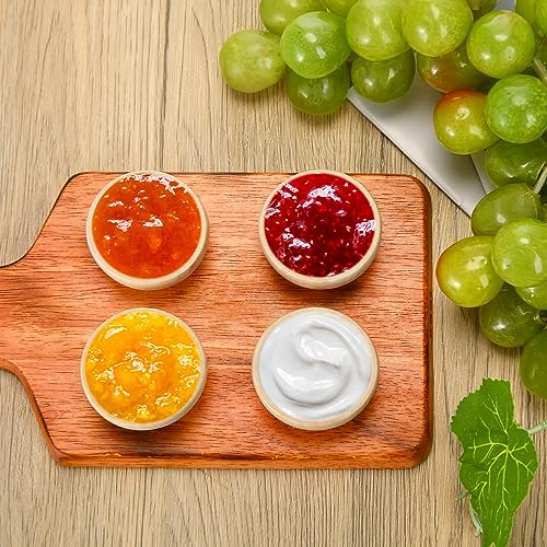 Uiifan Set of 40 Wood Small Bowls Unfinished Wood Sauce Bowl Wooden Mini Round Bowl Serving Craft Bowls Kitchen Condiment Bowls Unpainted Pinch Bowls Uiifan