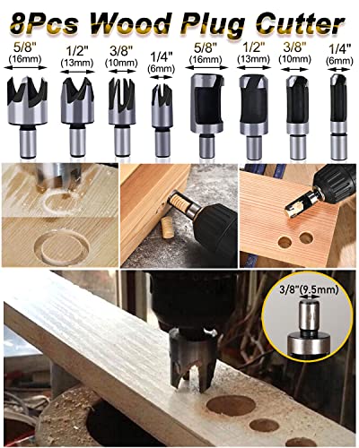 Rocaris 39 Pack Woodworking Chamfer Drilling Tools, Including Countersink Drill Bits, L-Wrench, Wood Plug Cutter, Step Drill Bit, Center Punch, Drill Rocaris