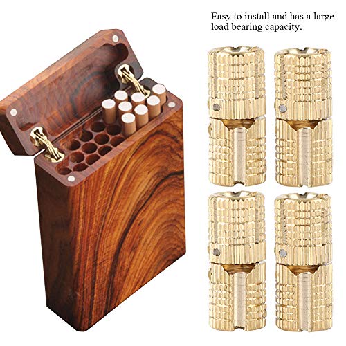 Duokon Ring Box Hinges, 4Pcs/Pack Copper Brass Cabinet Gift Box Concealed Barrel Hinge 8mm 180 Opening Angle Duokon