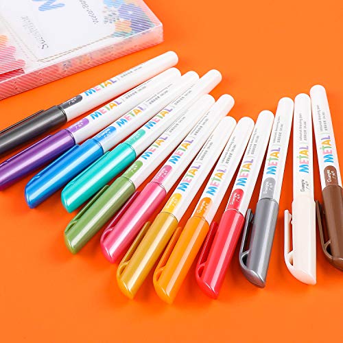 Sunshilor Metallic Markers Medium Point Metallic Marker Pens for Black Paper, Art Rock Painting, Easter Egg, Halloween Pumpkin, Card Making, Sunshilor