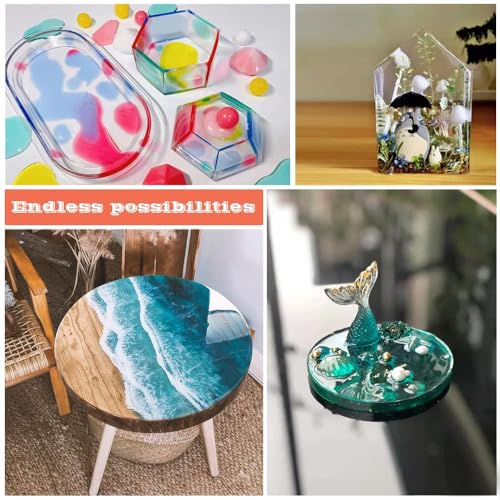 32 fl.oz Craft Epoxy Resin and Hardener Kit, Crystal Clear, Food Safe & Low Odor, Bubble Free, High Hardness for Casting (Deep Pour) and Art, Wood, INSPOP