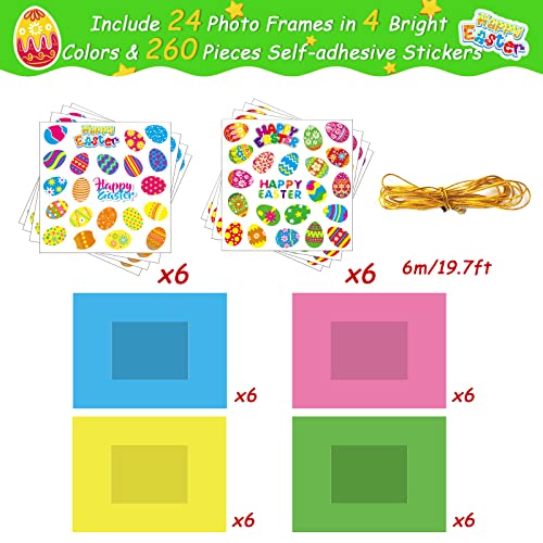 chiazllta 24 Packs Easter Kids' Craft Kits DIY Picture Frame Craft Spring Easter Art Activities Home School Classroom Game Bulletin Board Easter chiazllta