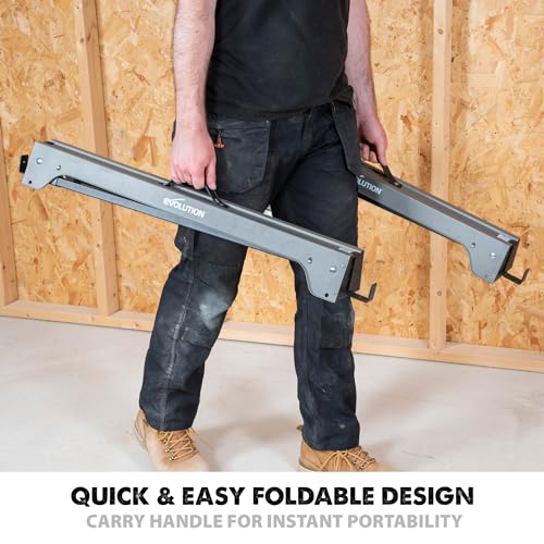Evolution Power Tools Compact Folding Saw Horses Twin Pack (Aka Saw Bench, Sawhorse Pair) - Supports Up to 500KG - Lightweight & Portable (EVOSH1) Evolution