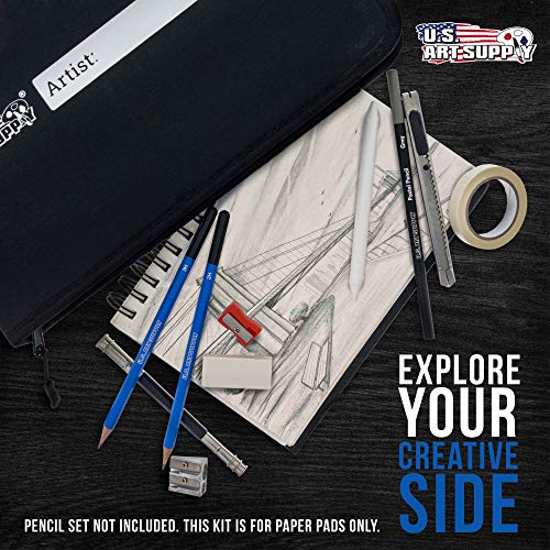 U.S. Art Supply Set of 4 Different Stylesof Sketching and Drawing Paper Pads (242 Sheets Total) - 2 Each 5.5" x 8.5" and 9" x 12" Premium Spiral U.S. Art Supply