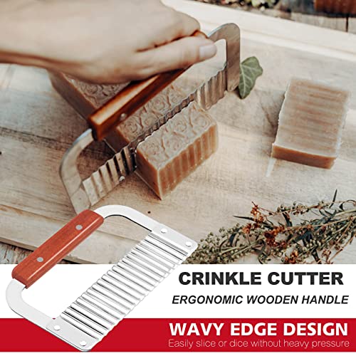 LERYKIN Rectangular Soap Mold Kit with Cutter- 42oz Flexible Silicone Loaf Soap Mold with Wood Box, Stainless Steel Wavy & Straight Scraper for Lerykin