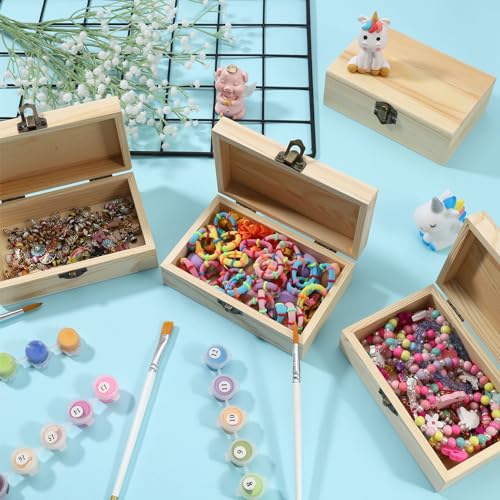 Hoemwarm 12 Pack Unfinished Wood Box with Hinged Lid, Storage Wood Box for Diy Flower Small Craft Unpainted Jewellery Organizing Plain Pine Box Art, Hoemwarm