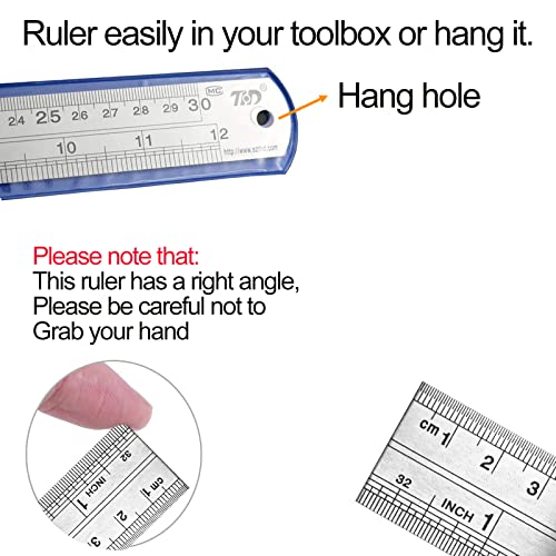 YouOKLight Metal Ruler Set,6 inch Ruler and 12 inch Ruler. Ruler Inches and Centimeters,Metric Ruler 12 Inches,Metal Ruler 12 inch,Drawing YouOKLight
