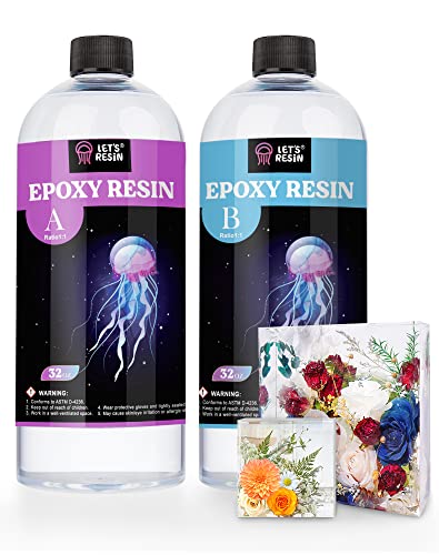 LET'S RESIN 1/2 Gallon Casting Epoxy Resin,Bubble Free & Crystal Clear Epoxy Resin Kit,2 Part Resin and Hardener for Jewelry LET'S RESIN