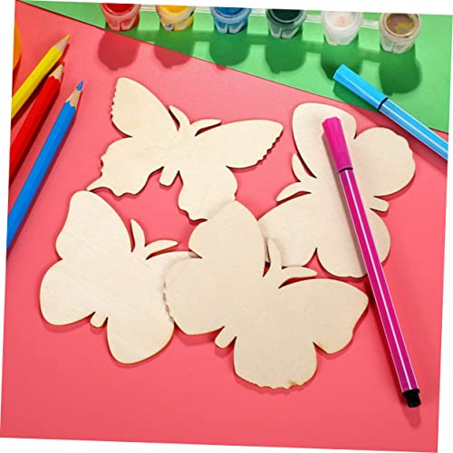 DECHOUS 40pcs Ornaments Wood Cutouts Wooden Paint Crafts Kids DIY Unfinished Wood Kits Wood Butterflies Slices Craft for Kids Wood Chips Mini Chips DECHOUS