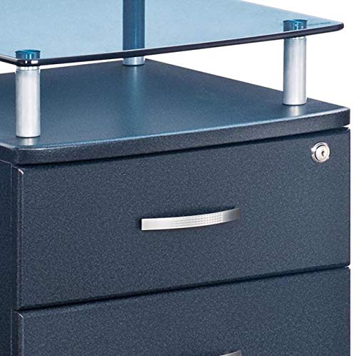 Techni Mobili Rolling File Cabinet with Glass Top, Graphite Techni Mobili