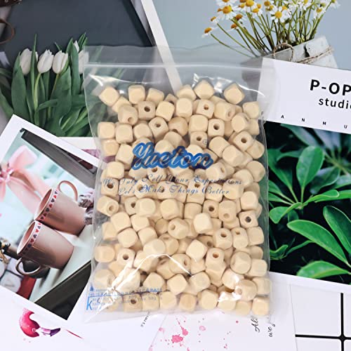 yueton 300PCS 10mm Blank Unfinished Wooden Beads Cube Wood Beads Spacer Beads Loose Beads for Jewelry Making and DIY Craft Accessories yueton
