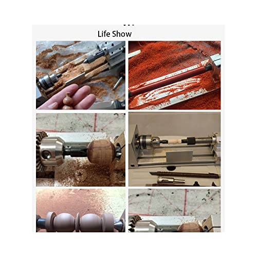 Mini Lathe Beads Polisher Machine DIY Machining for Table Woodworking Power Wood Tool Lathe Set Grinding (Black) BJinegely