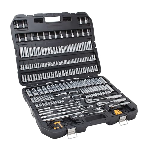 DEWALT Mechanics Tool Set, SAE and Metric, 1/2, 1/4, 3/8 Drive Sizes, 192-Piece, Chrome Vanadium Steel, (DWMT75049) DEWALT