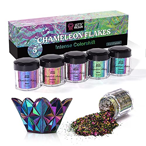 LET'S RESIN Chameleon Flakes, Resin Supplies -Intense Color Shift Pigment Powder for Resin Molds/Tumblers, Chrome Powder Pigment for Christmas Nail LET'S RESIN