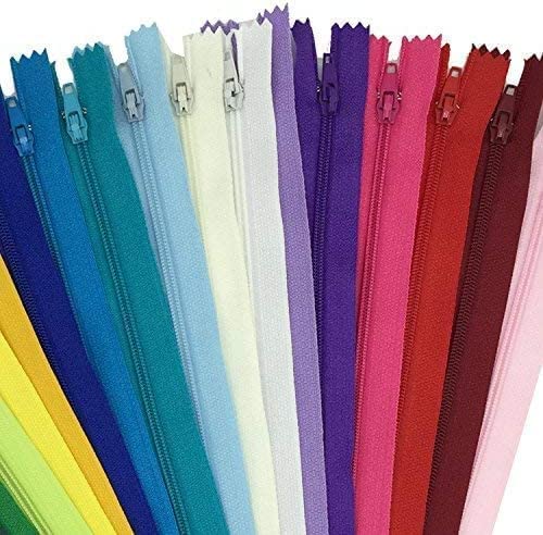 Zippers, DOITEM 72 pcs Zippers for Sewing 6 Inch 10 Inch 14 Inch Multicolor Nylon Coil Zippers for Sewing and Crafts 24 Colors DOITEM