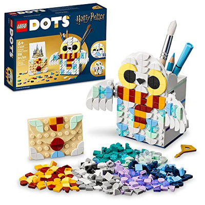 LEGO DOTS Harry Potter Hedwig Pencil Holder 41809, Craft Set for Kids Age 6+ with Hedwig The Owl Pencil Holder and Note Holder. Back to School Gift