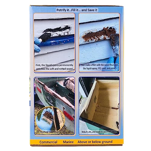 Re-Rot 48 Ounce Wood Epoxy Repair Kit – 3 Products in 1 – Restores Structural Strength to Harder Than New – Rebuilds Rotten or Missing Wood Epox-Sci