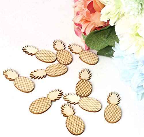 JANOU 50pcs Pineapple Wood Cutouts DIY Craft Embellishments Gift Unfinished Wooden Ornaments Decoration JANOU