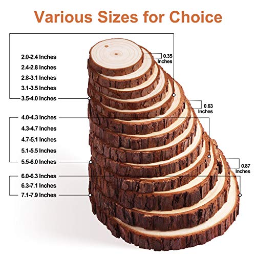 Fuyit Wood Slices 8 Pcs 5.5-6 Inches Unfinished Natural Tree Slice Wooden Circle with Bark Log Discs for DIY Arts and Craft Rustic Wedding Christmas Fuyit