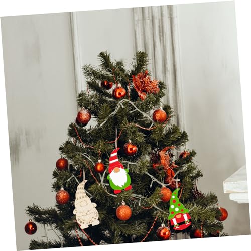 Yardenfun 40pcs Dwarf Wood Chips Wooden Christmas Decorations Decoupage Paper Blank Wooden Cutouts Unfinished Wood Cutouts Christmas Hanging Pendant Yardenfun