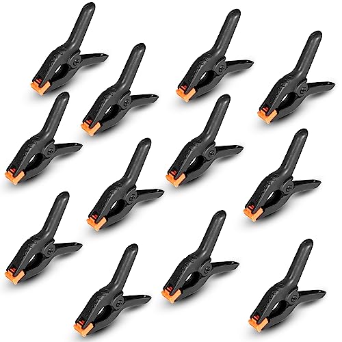 Spring Clamps 12 Packs, Spring Clips 3.5 inch Spring Clamp for Crafts and Professional Backdrop Clips, Plastic Clamps Clips for Backdrop Stand, Heavy Rondauno