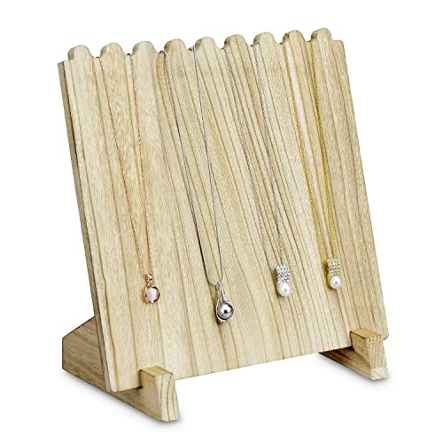 MOOCA Wooden Plank Necklace Jewelry Display Stand for 8 Necklaces, Necklace Display Holder, Wood Plank Necklace Display Stand, Necklace Storage MOOCA