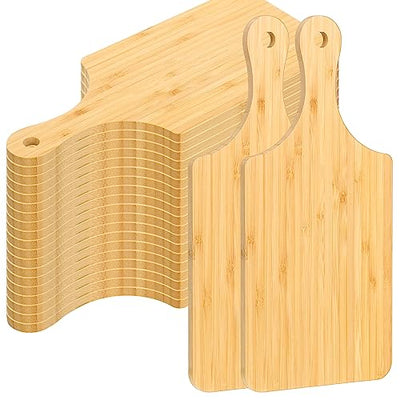 Zubebe 24pcs Bamboo Cutting Board Bulk 11 x 5 Inch Wood Chopping Board Blank Small Laser Engraving Serving Board Mini Charcuterie Boards for Mother's