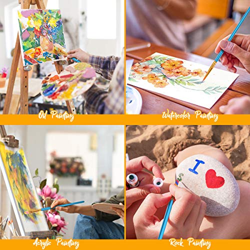 Soucolor Acrylic Paint Brushes Set, 20Pcs Round Pointed Tip Artist Paintbrushes for Acrylic Painting Oil Watercolor Canvas Boards Rock Body Face Nail Soucolor