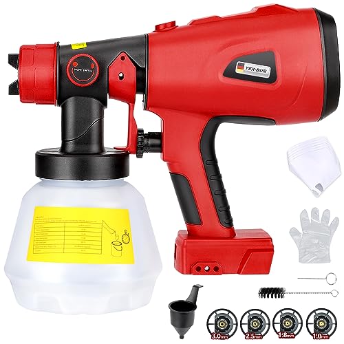 YEX-BUR Cordless Paint Sprayer for Milwaukee m18 18V Battery Handheld HVLP Spray Gun Easy to Spray for Furniture Fence Cars Walls DIY Works House YEX-BUR
