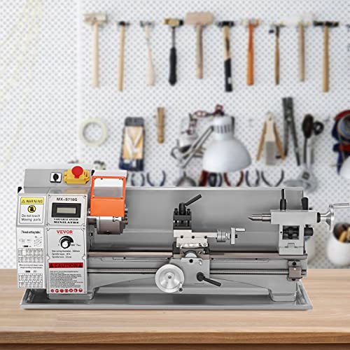 VEVOR Mini Metal Lathe Machine, 7'' x 16'', 800W Precision Benchtop Power Metal Lathe, 150-2500 RPM Continuously Variable Speed, with 3.9'' 3-jaw VEVOR