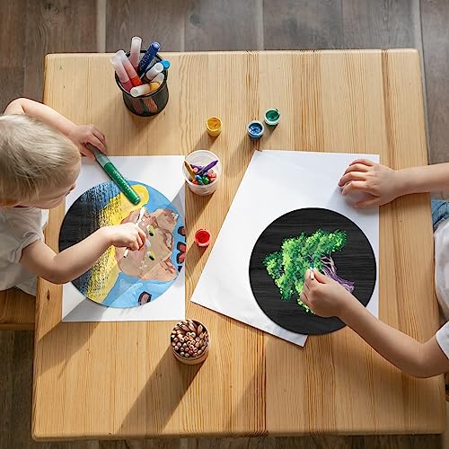 Black Blank Unfinished Wooden Circle Sign Round Hanging Decorative Wood Plaque Wooden Sign with Ropes for DIY Crafts, Door Hanger, Sign, Wood Buring, clothmile