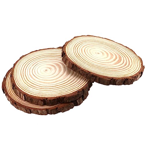 JAPCHET 50 PCS 5-5.5 Inch Natural Wood Slices, Wooden Circle Slices with Bark Unfinished Wood Discs for Home Decorations and Christmas Ornaments JAPCHET