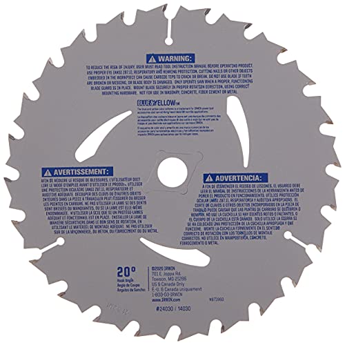 IRWIN Tools MARATHON Carbide Corded Circular Saw Blade, 7 1/4-inch, 24T (24030) IRWIN