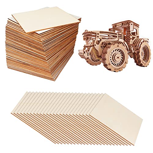 50 Pieces 6x6 Inch Wood Squares Unfinished Basswood Plywood Wooden Sheets 1/8 inch Thick Blank Wood Squares for Crafts Painting Scrabble Tiles Mini ZOEYES