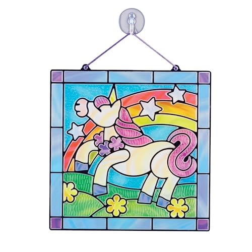 Melissa & Doug Stained Glass Made Easy Craft Kit - Unicorn - Kids Sticker Stained Glass Craft Kit; Unicorn Crafts For Kids Ages 5+ Melissa & Doug