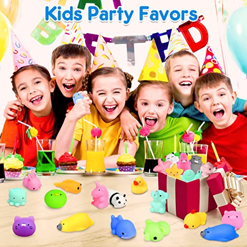 FLY2SKY 45Pcs Mochi Squishy Toys Mini Squishies Kawaii Animal Squishies Party Favors for Kids Cat Panda Unicorn Squishy Novelty Stress Relief Toys FLY2SKY