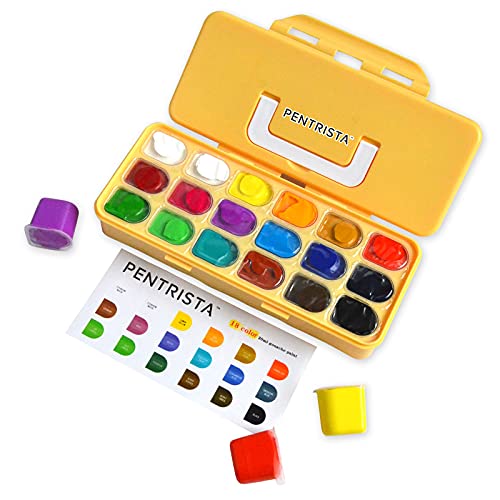 PENTRISTA Gouache Paints Set, 18 Colors*30ml, Jelly Gouache Paint Set with Portable Box, Non Toxic Paint for Canvas and Paper, Art Supplies for PENTRISTA