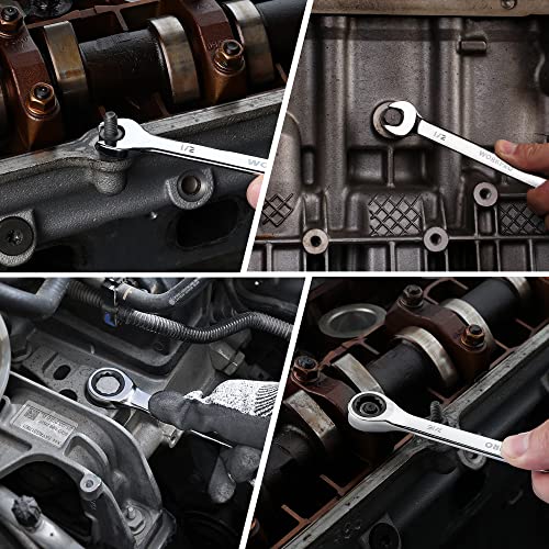 WORKPRO 7-Piece Ratcheting Combination Wrench Set, 72 Teeth, Combo Ratchet Wrenches Set with Roll Up Pouch, SAE 5/16"-11/16" WORKPRO