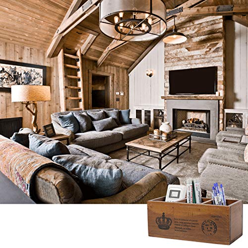 Flexzion Rustic Wood Pencil Holder for Desktop or Table - Home and Office Storage Caddy Wood for TV Remote Holder and Desk Pencil Holder Wood Flexzion