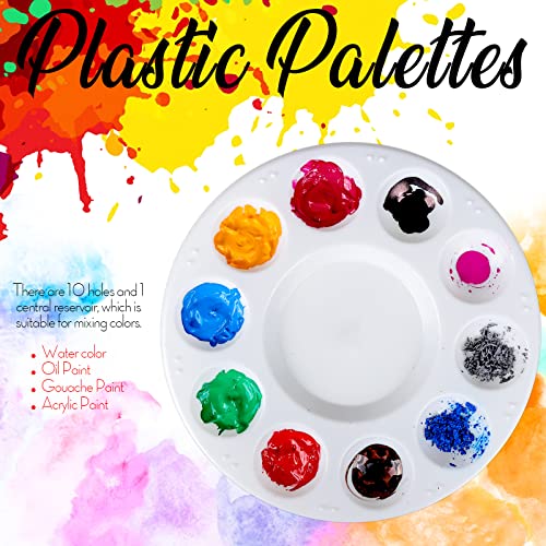 FANDAMEI 20 PCS Round Plastic Paint Tray Palettes, Paint Trays for Kids, Paint Palette Tray, Paint Palettes Paint Pallets with 10 Wells for Adults & Fandamei