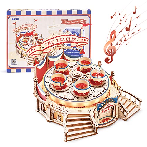 ROKR 3D Wooden Puzzles for Adults-LED Wooden Music Box Kits-Wood Model Kits to Build-3D Puzzles for Kids and Adults-Christmas STEM Toy Gifts ROKR