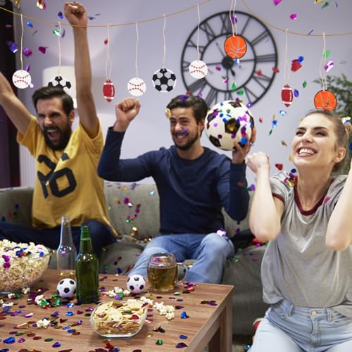 NBEADS 40 Pcs Sport Ball Theme Unfinished Wood Cutout, Unfinished Wood Pieces Wood Craft Blanks Laser Cut Wood Charms for DIY Crafts Decoration NBEADS