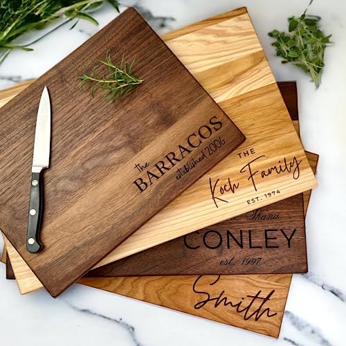 Personalized Engraved Wood Cutting Board - 9 Designs and 3 Wood Types - Made in the USA - Custom Wedding Gift, Anniversary Gift, Housewarming Gift, Generic