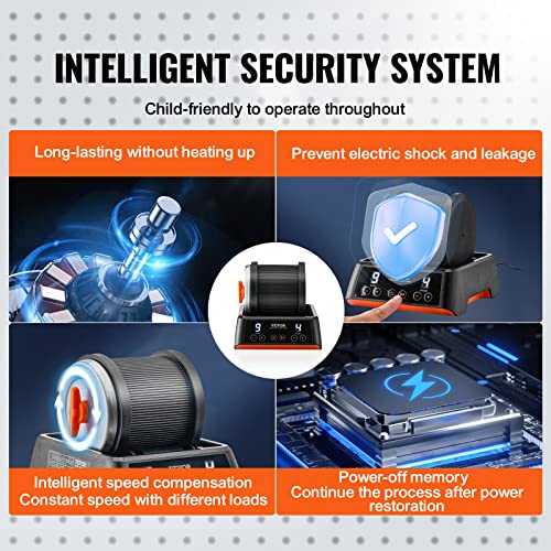 VEVOR Direct Drive Rock Tumbler Kit, 4-Speed/9-Day Timer, Professional Rock Polisher with Rough Gemstones/Grits/Jewelry Fastenings, Stone Polishing VEVOR