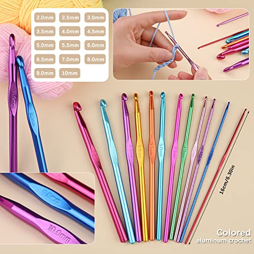 Pnytty Crochet Kit for Beginners, 107 Pcs Complete Beginners Crochet Kit Knitting Kit for Adults Including Yarn, Crochet Hooks, Plastic Large Eye Pnytty